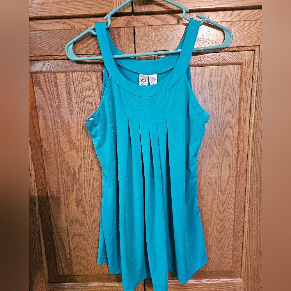 Teal Sleeveless Pleated Women's Top